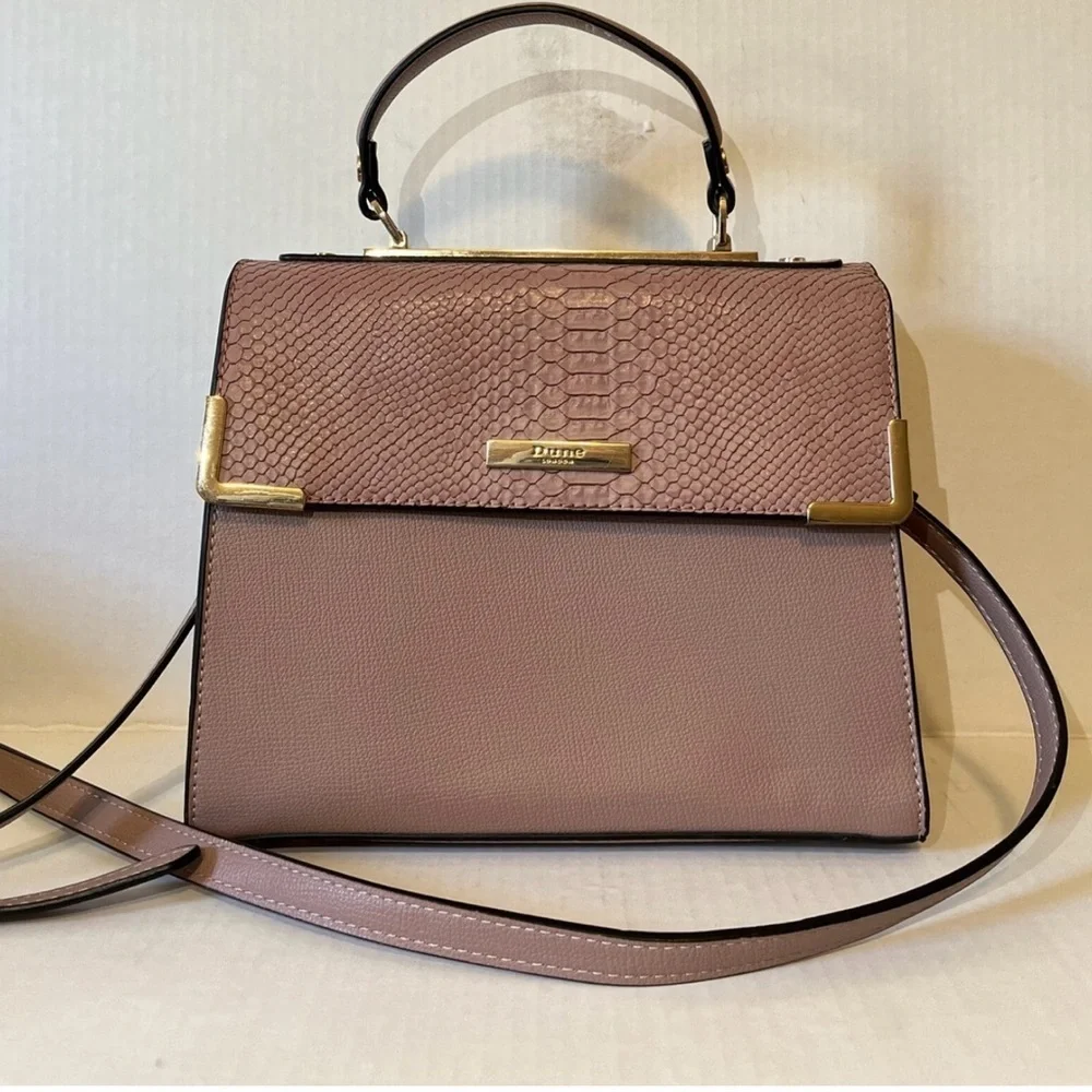 Dune London Hand Bag Pink And Rose Gold Removable Crossbody Strap 9.25x8x4.5